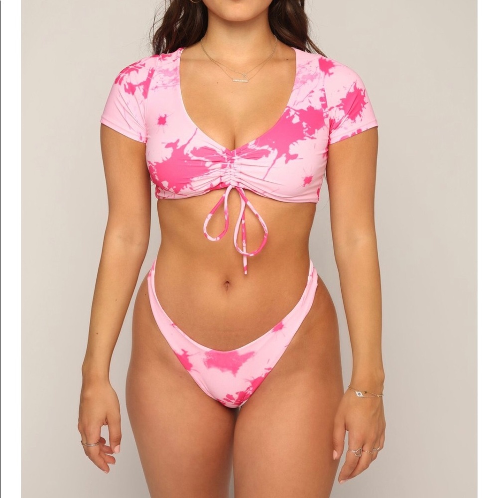 SUNNY BUNNY pink tie dye swimsuit set